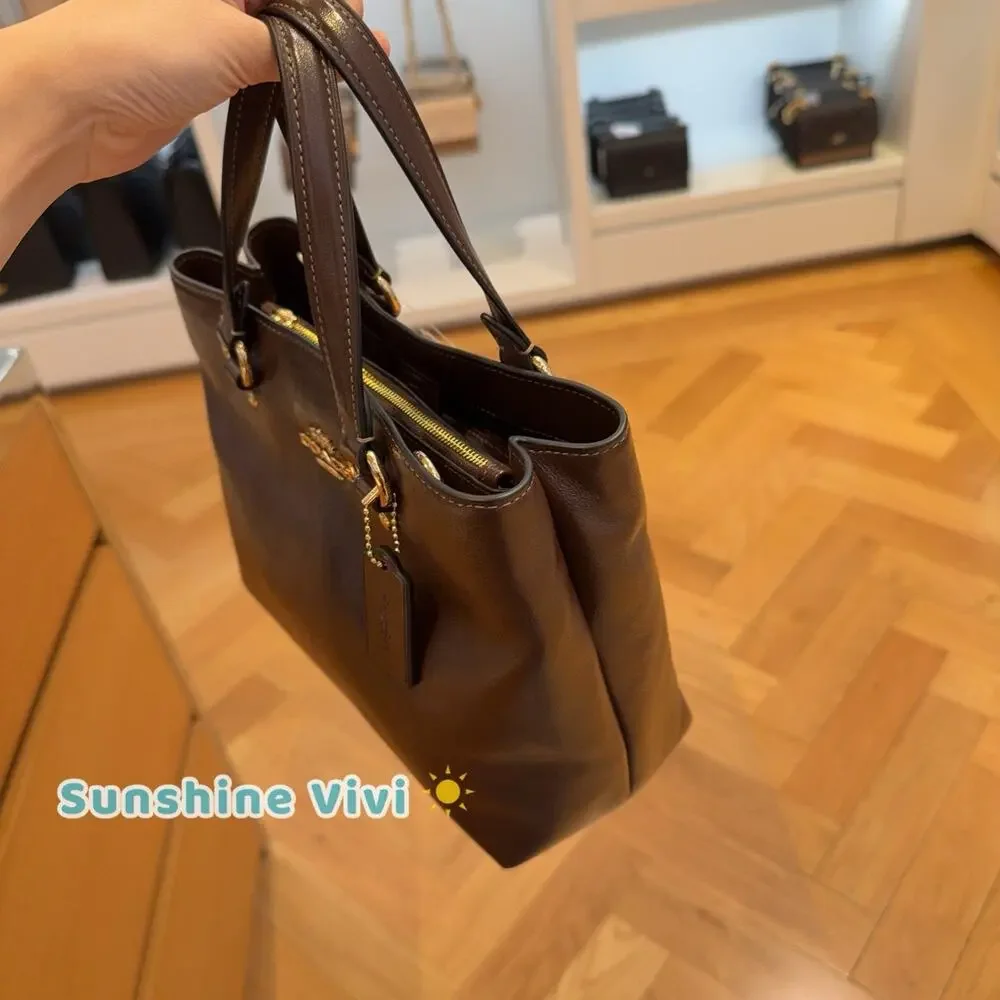 NWT Coach Station Carryall Bag CET29 crinkle leather/Gold/Maple